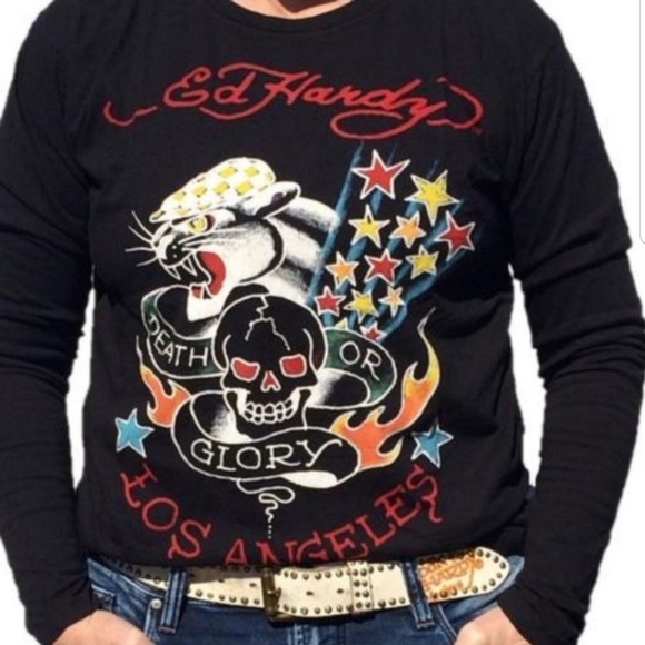 NWT Ed Hardy Unisex Black Long Sleeve Shirt. - Picture 2 of 8